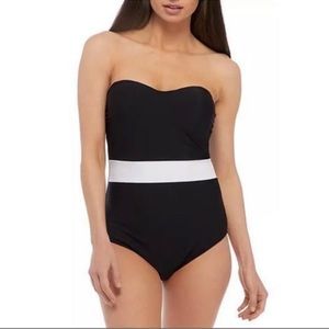 Crown & Ivy  One-piece Molded Cup Black and White Swimsuit
